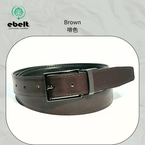 [香港品牌 EBELT] EBM 171 光面黑啡雙面牛皮皮帶 Reversible Black/Brown Leather Belt 2.9cm