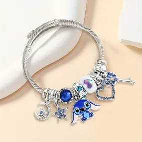 1 PC Exquisite Disney Stitch Enchanting Bracelet - Durable Zinc Alloy, Fashionable Anime Design, Unique Statement Jewelry, Officially Certified, Timeless Gift for Disney Fans, Perfect Accessory for Her, Everyday Wear, Novelty Collectible