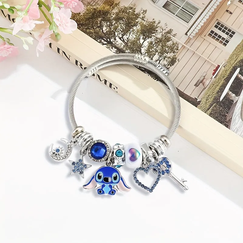 1 PC Exquisite Disney Stitch Enchanting Bracelet - Durable Zinc Alloy, Fashionable Anime Design, Unique Statement Jewelry, Officially Certified, Timeless Gift for Disney Fans, Perfect Accessory for Her, Everyday Wear, Novelty Collectible