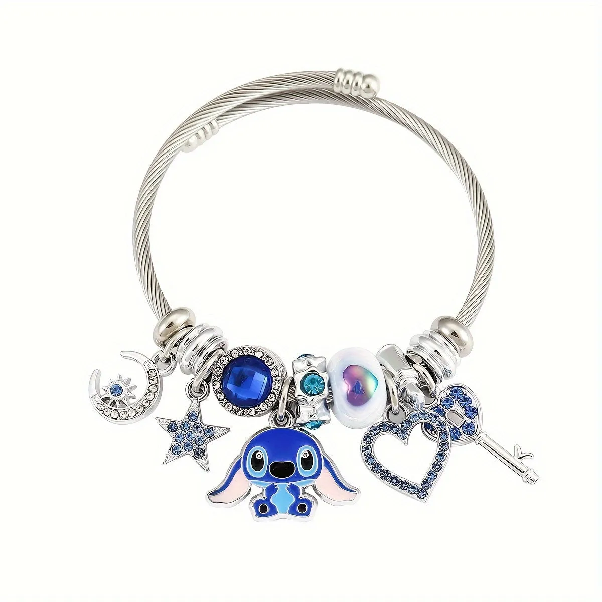 1 PC Exquisite Disney Stitch Enchanting Bracelet - Durable Zinc Alloy, Fashionable Anime Design, Unique Statement Jewelry, Officially Certified, Timeless Gift for Disney Fans, Perfect Accessory for Her, Everyday Wear, Novelty Collectible