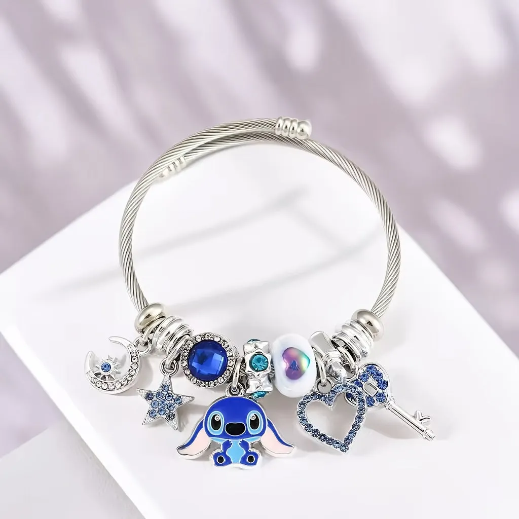 1 PC Exquisite Disney Stitch Enchanting Bracelet - Durable Zinc Alloy, Fashionable Anime Design, Unique Statement Jewelry, Officially Certified, Timeless Gift for Disney Fans, Perfect Accessory for Her, Everyday Wear, Novelty Collectible