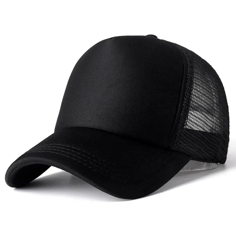 1 PCS Unisex Cap Casual Plain Mesh Baseball Cap Adjustable Snapback Hats For Women Men Hip Hop Trucker Cap Streetwear Dad Hat