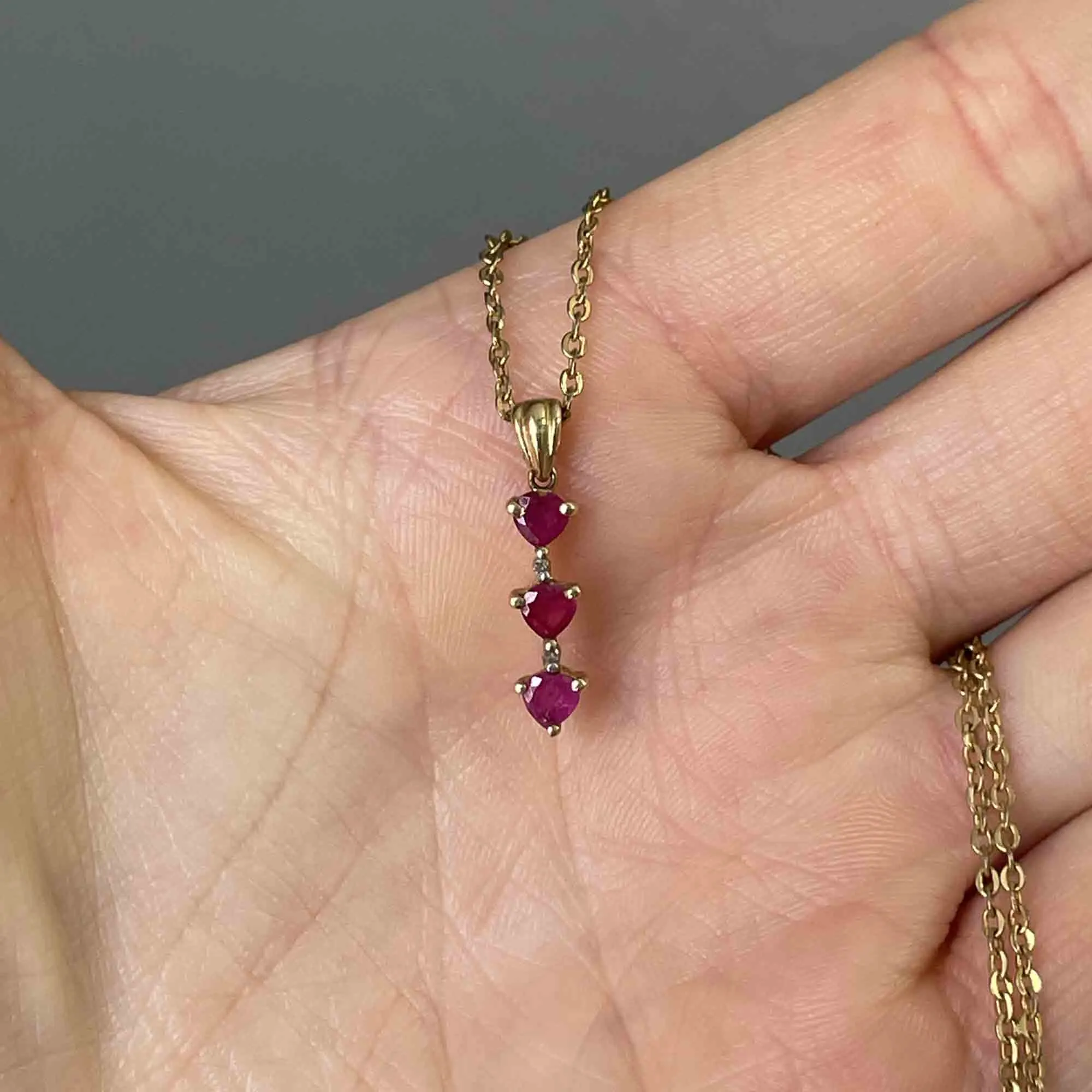 10K Gold Diamond Ruby Journey Pendant Necklace