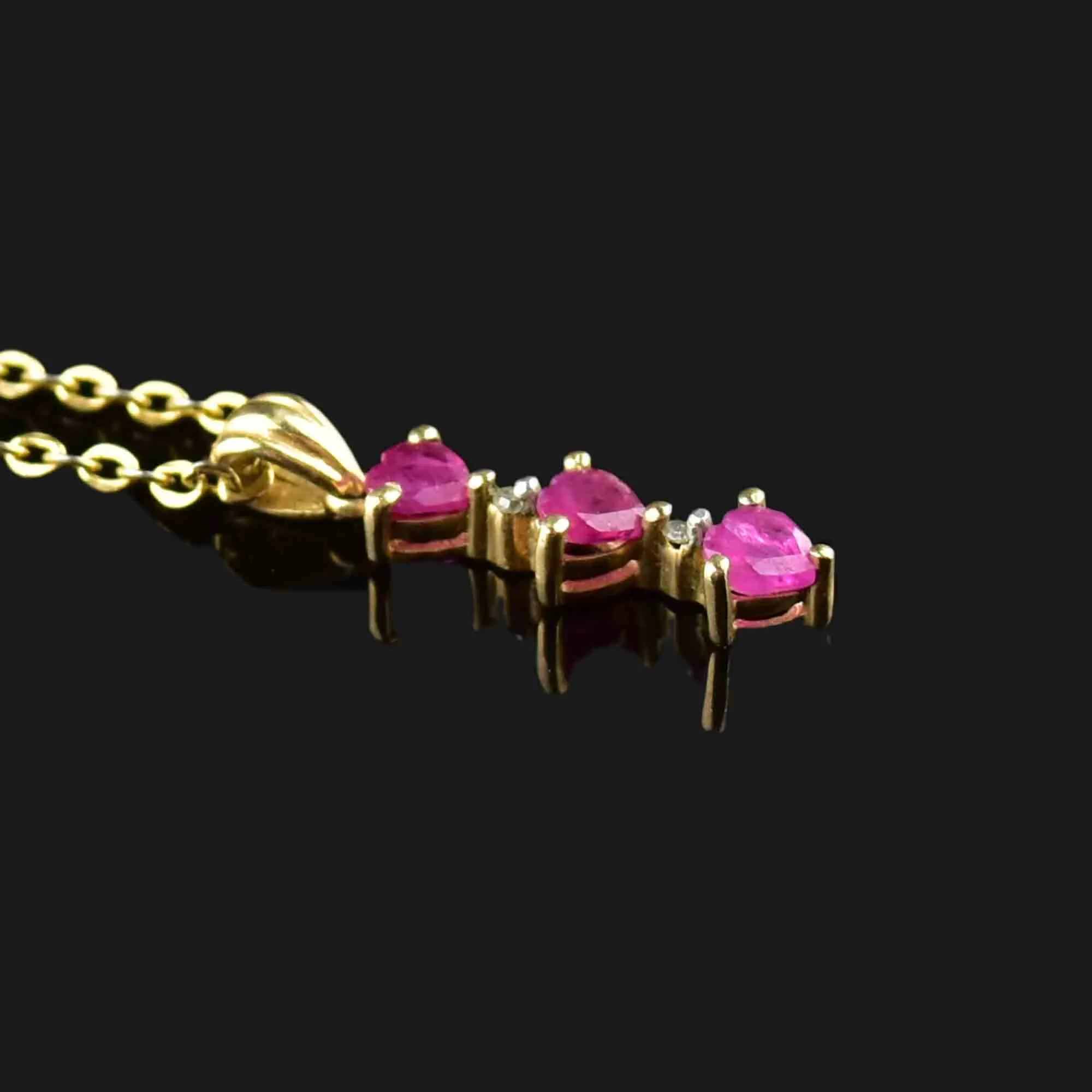 10K Gold Diamond Ruby Journey Pendant Necklace