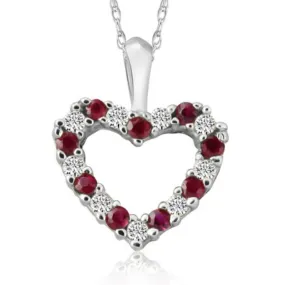 1/2Ct Ruby & Diamond Heart Pendant in White, Yellow, or Rose Gold