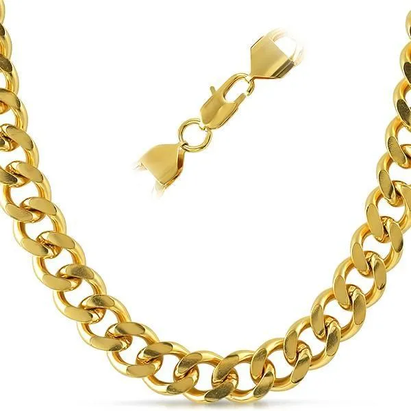 12MM Cuban IP Gold Stainless Steel Chain Necklace