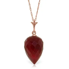 13 Carat 14K Solid Rose Gold Necklace Pointy Briolette Drop Ruby