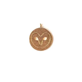 14K Brushed Gold Owl Face Charm