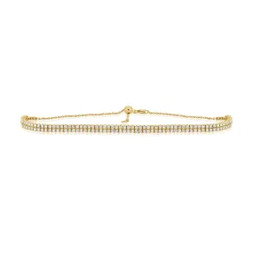 14K Gold & Diamond Double Row Adjustable Choker Necklace - 6.46ct