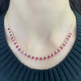 14K GOLD DIAMOND RUBY KENNEDY NECKLACE