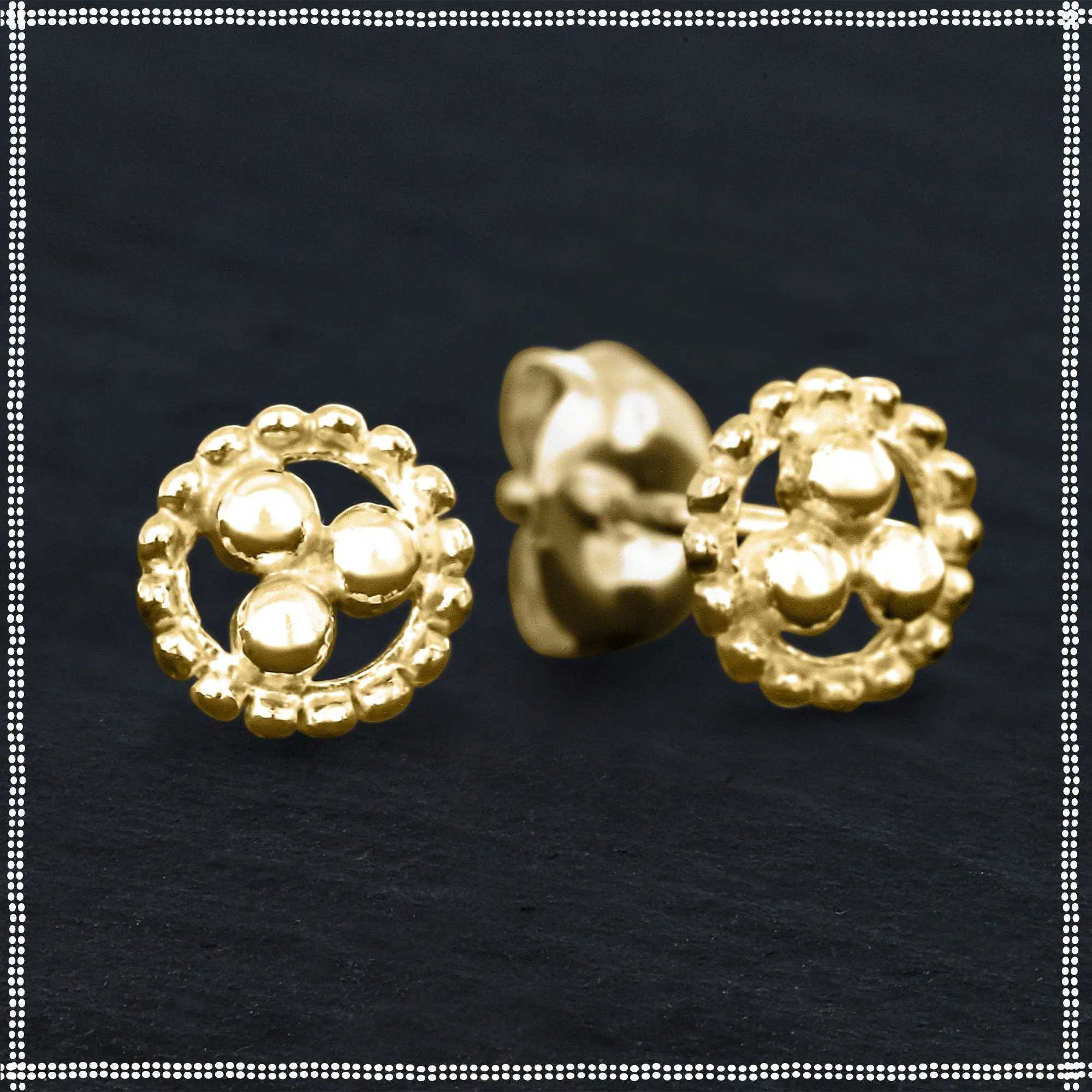 14k Gold Small Stud Earrings | Celestial