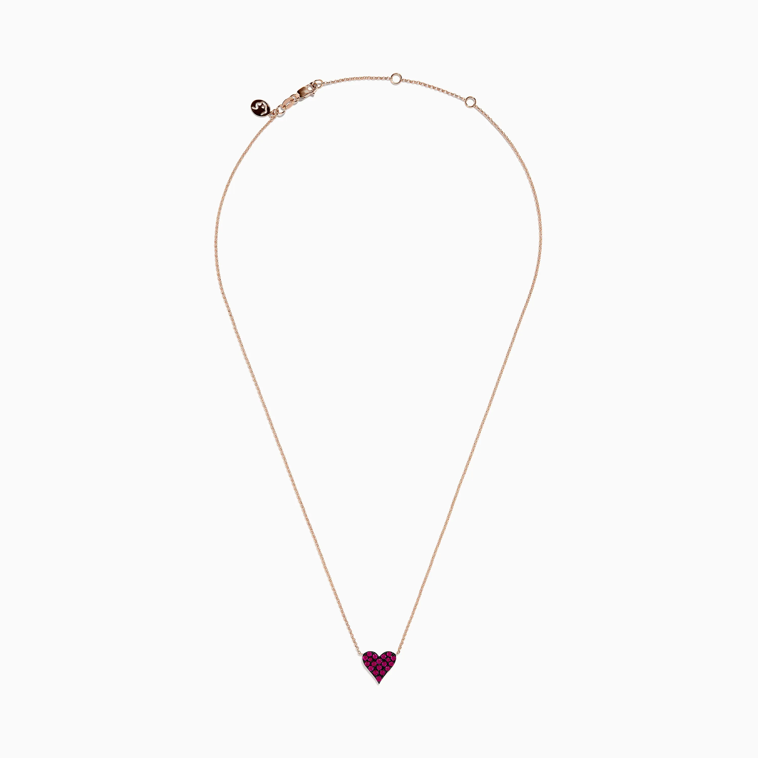 14K Rose Gold Ruby Pave Heart Necklace