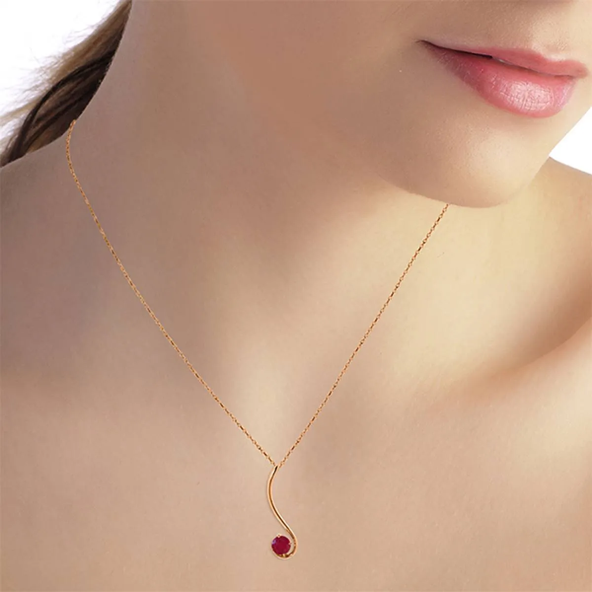 14K Solid Rose Gold Ruby Necklace Certified Genuine Imperial