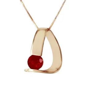 14K Solid Yellow Gold Modern Necklace w/ Natural Ruby