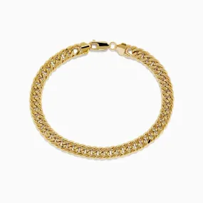 14K Two-Tone Yellow and White Gold Reversible Curb Chain Link Bracelet 9"