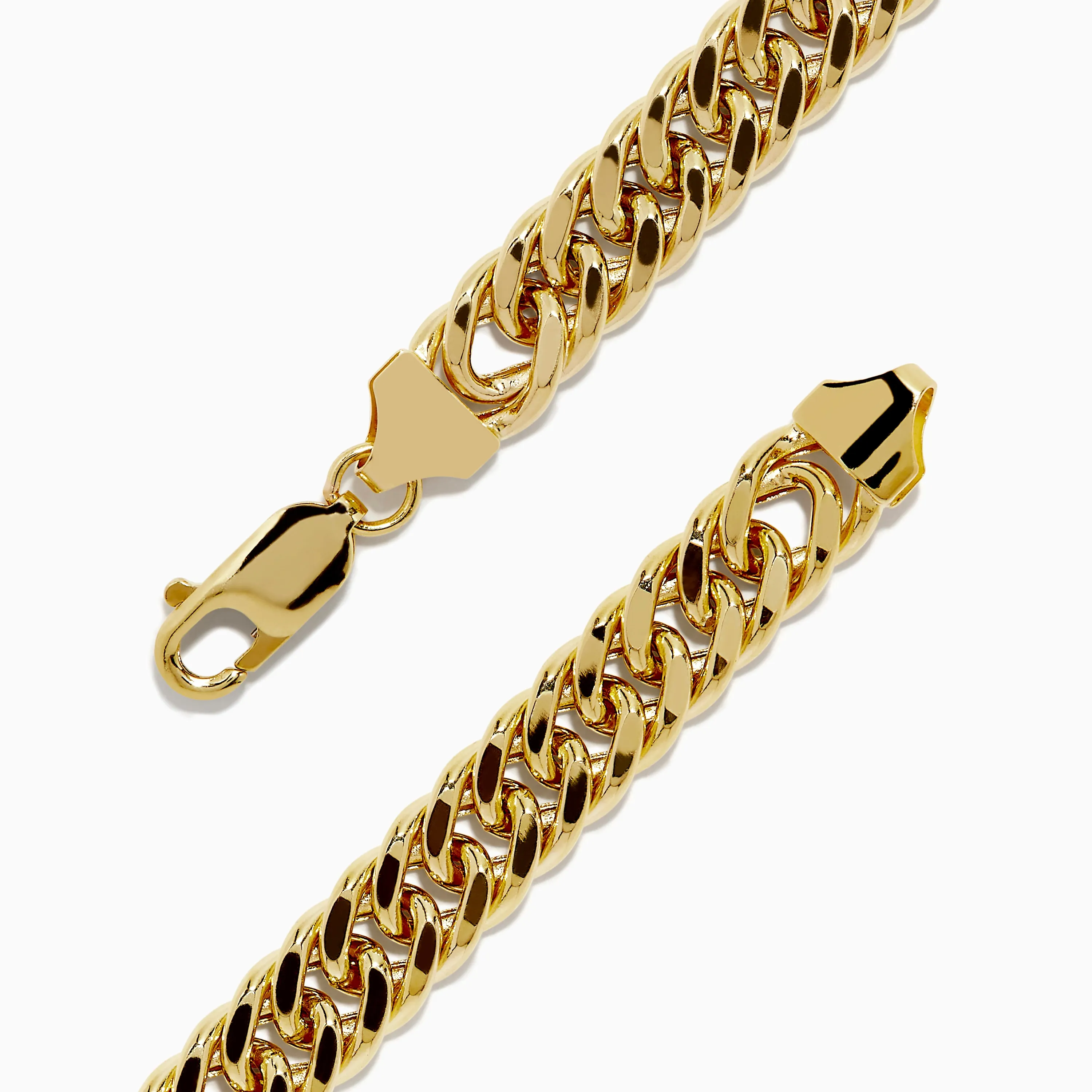 14K Two-Tone Yellow and White Gold Reversible Curb Chain Link Bracelet 9"