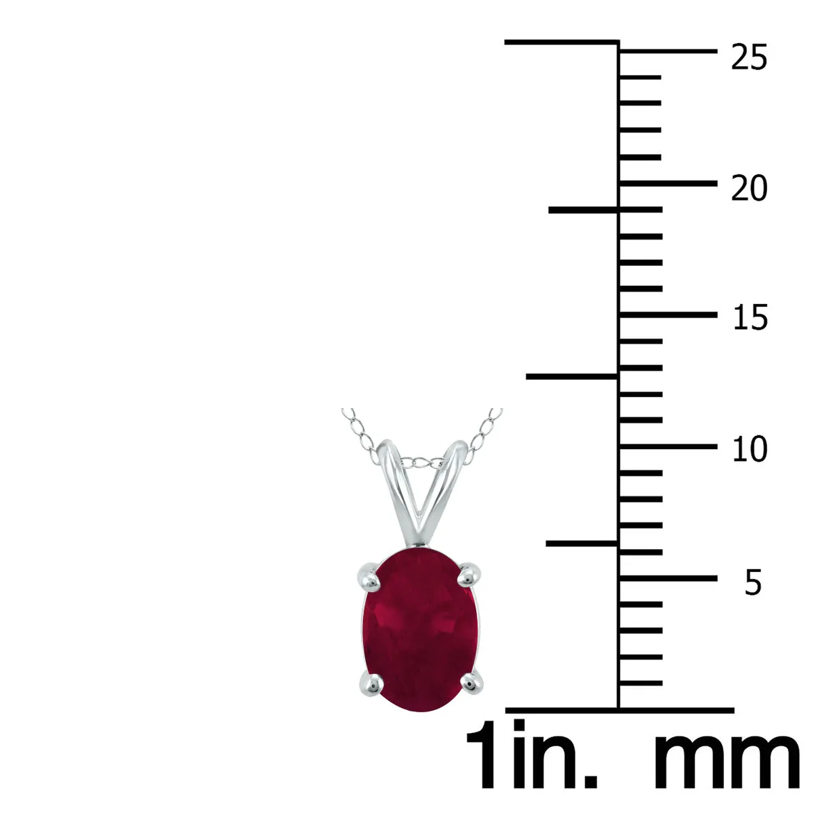 14K White Gold 6X4Mm Oval Ruby Pendant