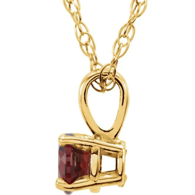 14K Yellow 3 mm Natural Ruby Youth Solitaire 14" Necklace