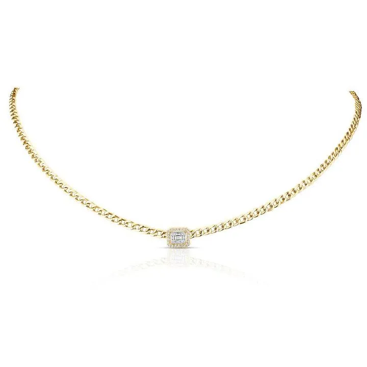 14K Yellow Diamond Chainlink Collar/Choker Necklace