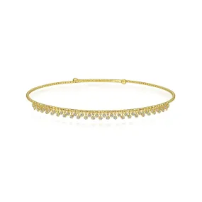 14K Yellow Gold Diamond Dangle Choker Necklace