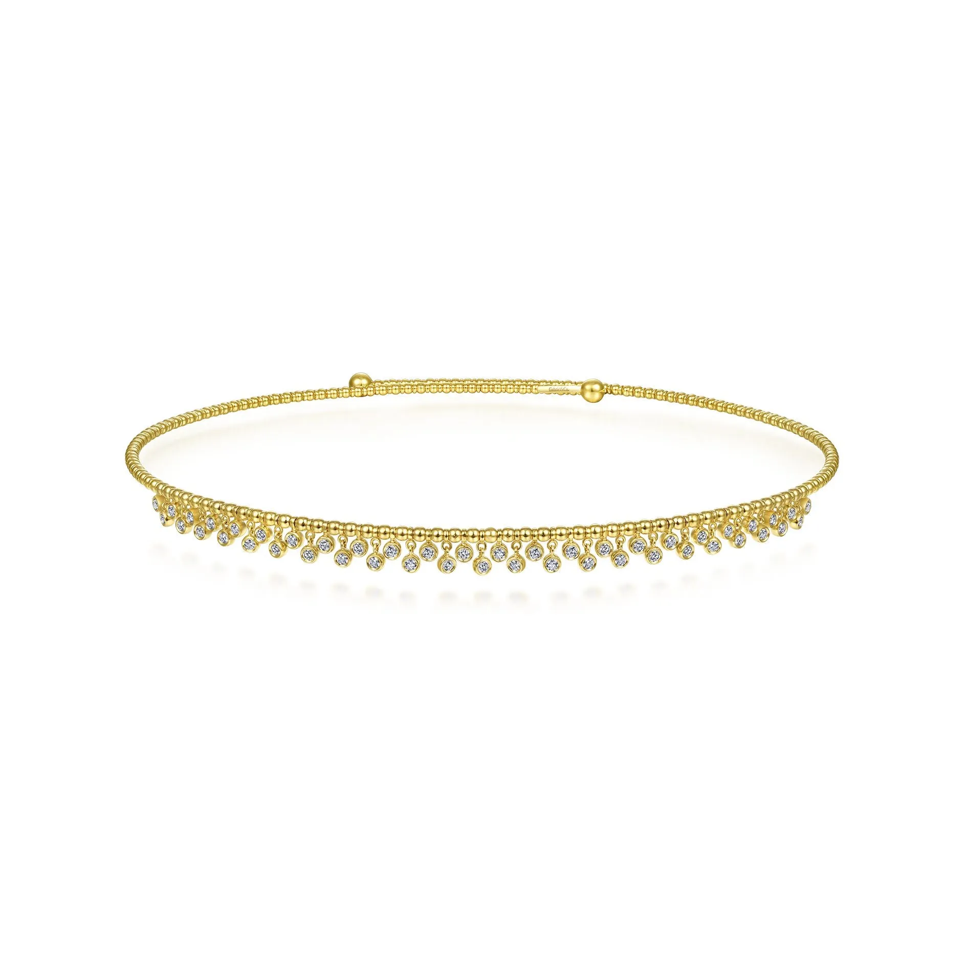 14K Yellow Gold Diamond Dangle Choker Necklace