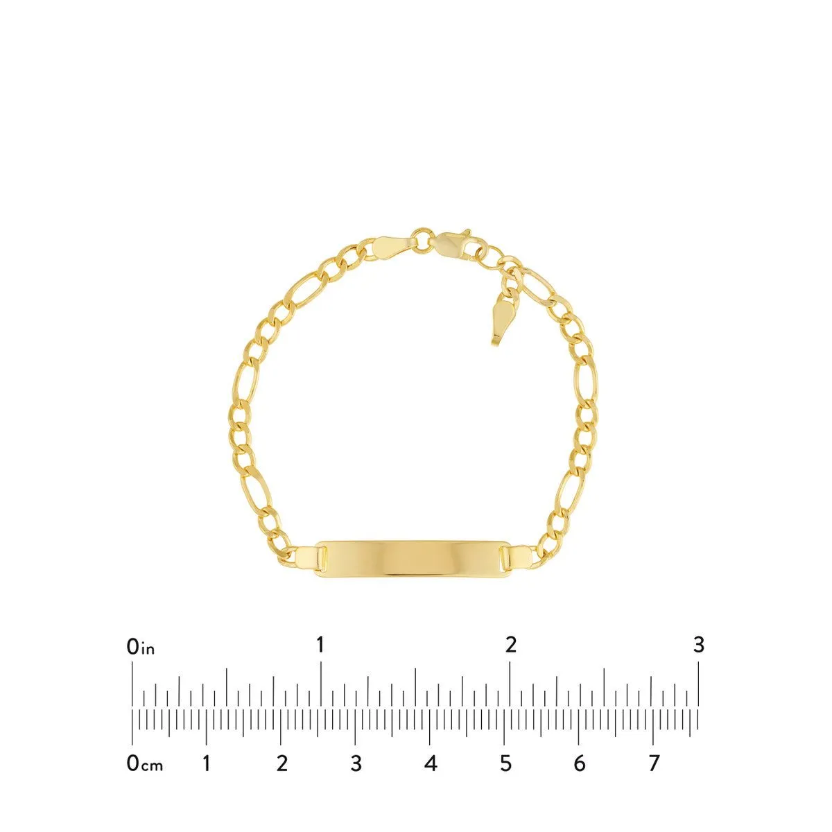 14K Yellow Gold Kid's Initial ID Bracelet on Figaro Chain