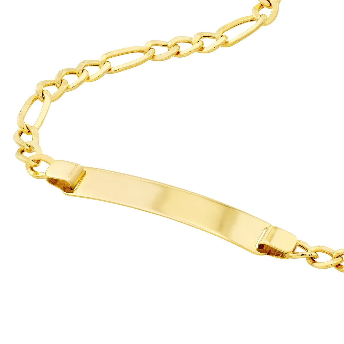 14K Yellow Gold Kid's Initial ID Bracelet on Figaro Chain