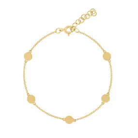 14KT GOLD PLAIN GOLD 5 CIRCLES BRACELET