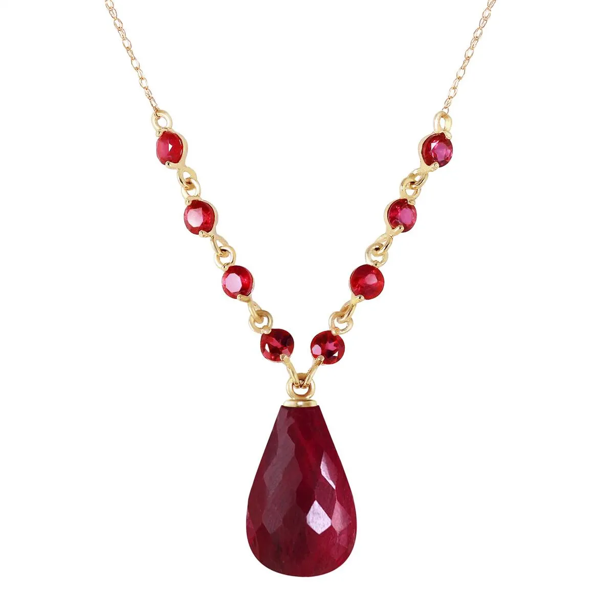 15.8 Carat 14K Solid Yellow Gold Sketch Of Love Ruby Necklace