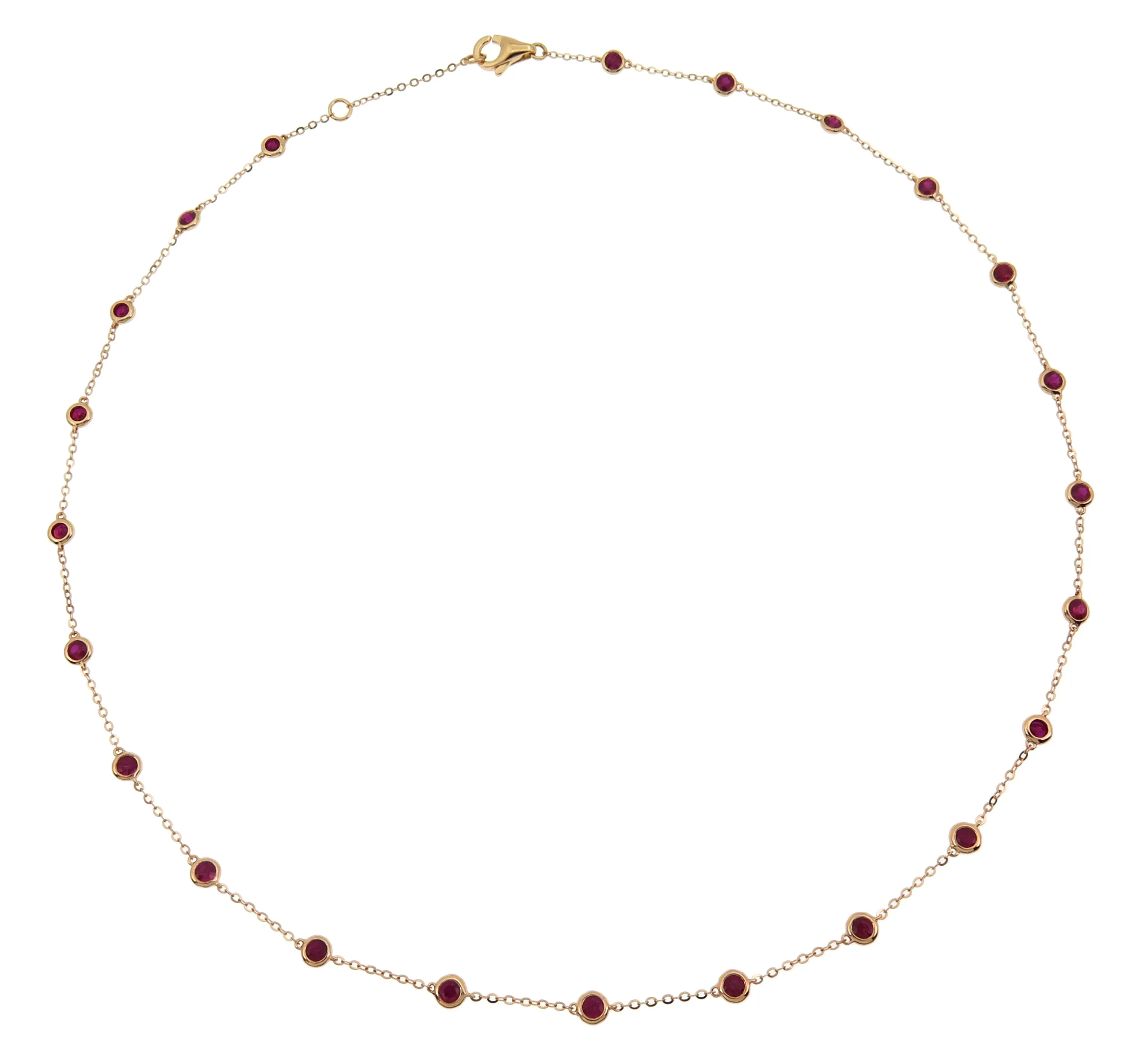 1.83CT T.W. Ruby Diamond by the Yard Chain Necklace