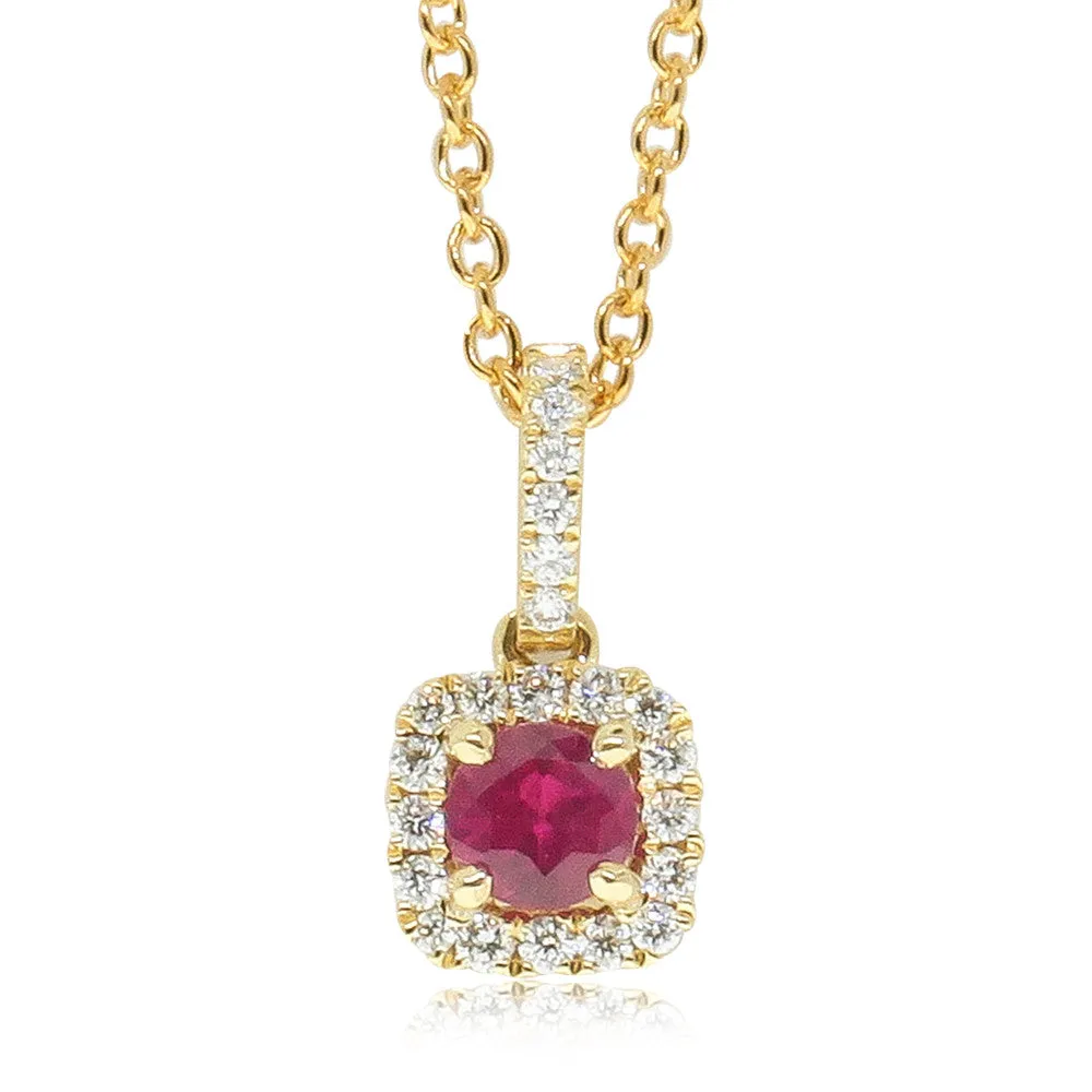 18ct Yellow Gold Ruby & Diamond Pendant