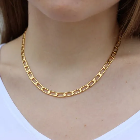 18K Gold-Filled Flat Link Chain Necklace