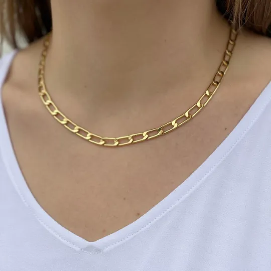 18K Gold-Filled Flat Link Chain Necklace