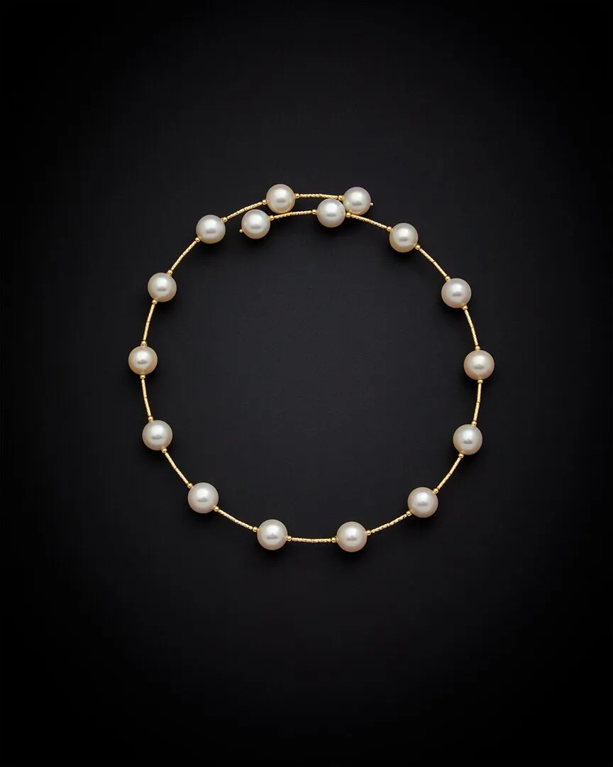 18K Italian Gold Pearl Choker Necklace