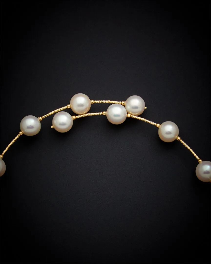 18K Italian Gold Pearl Choker Necklace