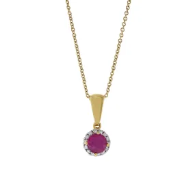 18KT Yellow Gold Ruby And Diamond Pendant