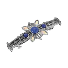 1928 Jewelry Blue Lapis Stone & AB Crystal Hair Barrette