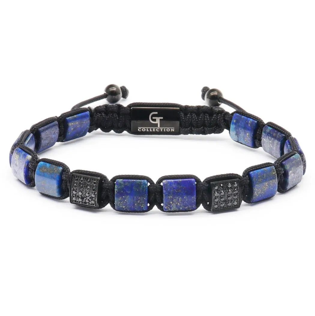 2 PIECE SET - LAPIS LAZULI Double Bead & Flatbead Bracelet