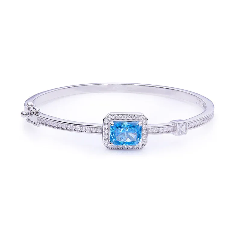 2.0Carat Rectangle Blue Zircon Bracelet