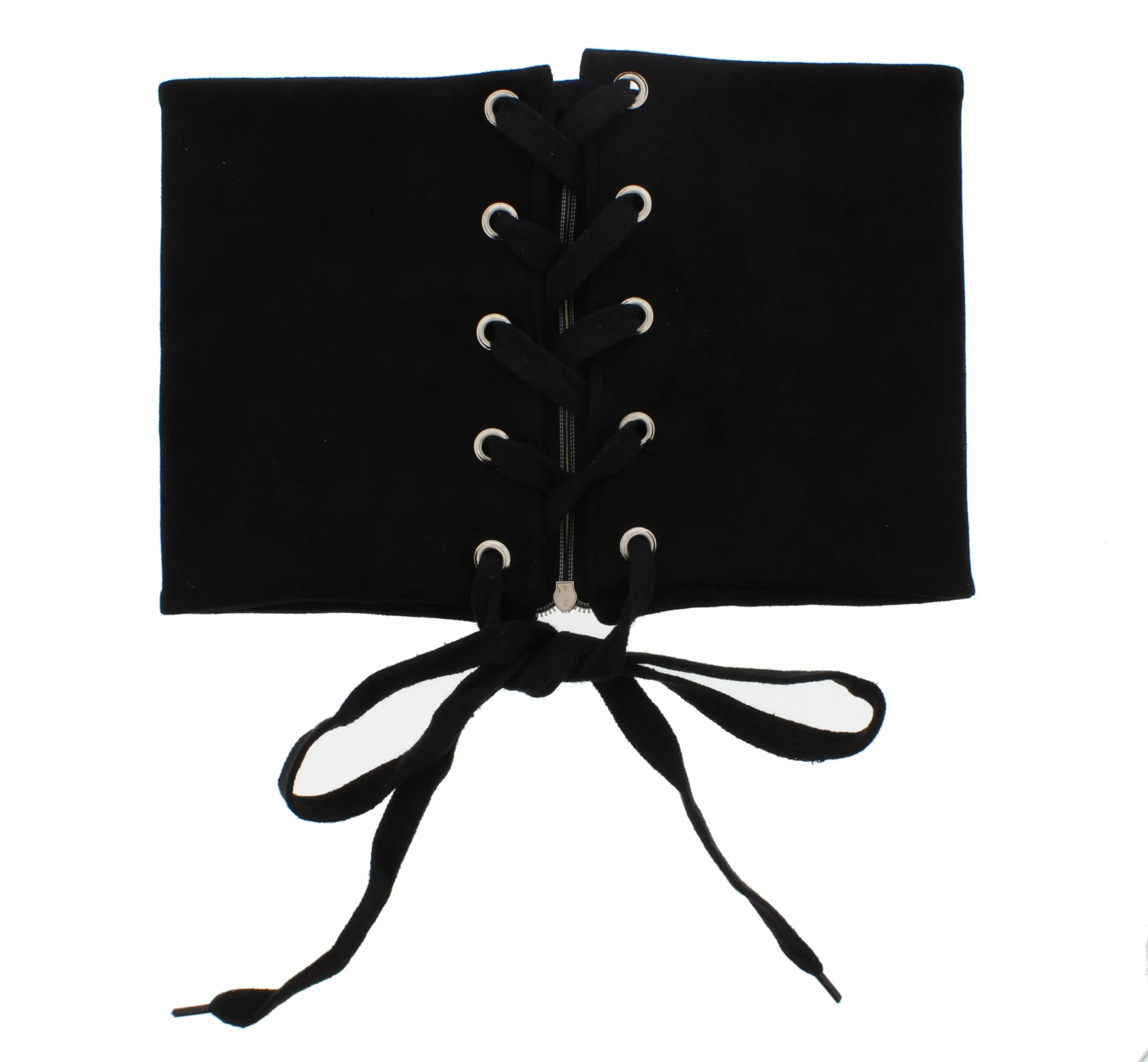 22cm Black Suede Waist Lace Up Corset Belt with Zip Closure