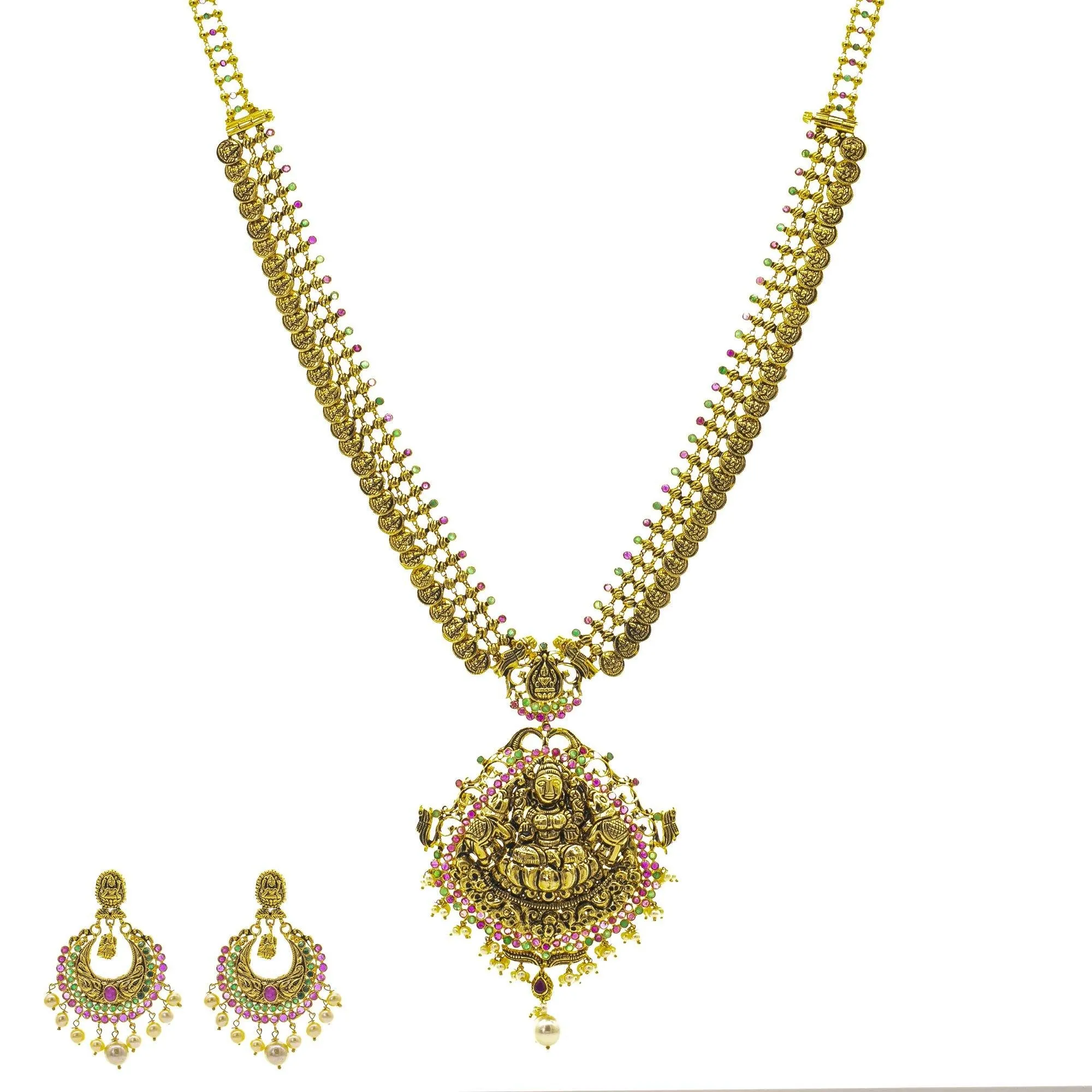 22K Gold Haathee Antique Laxmi Temple Set