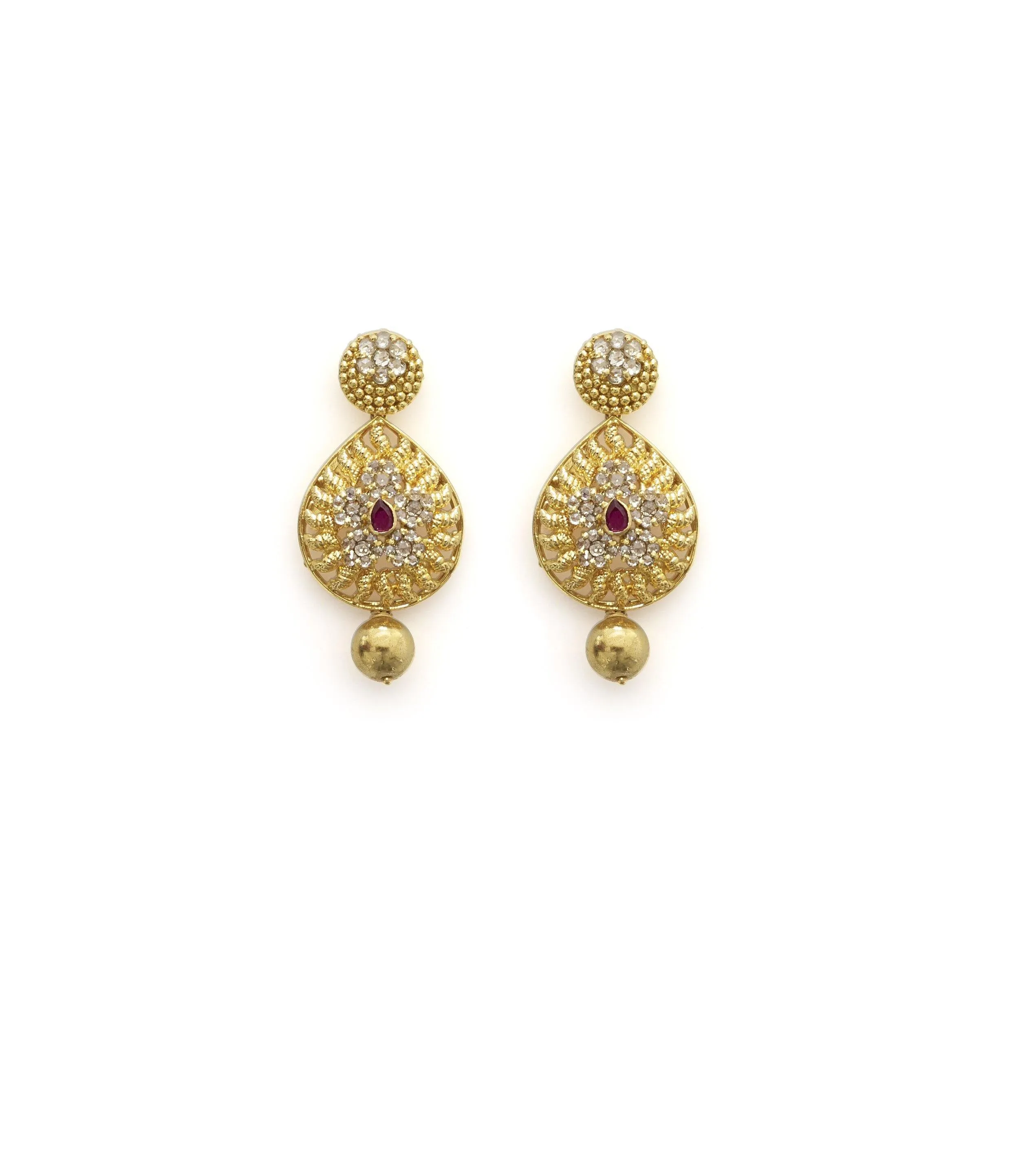 22K Yellow Gold Uncut Diamond Set W/ 16.04ct SI Uncut Diamonds, Rubies, Pearls & Laxmi Kasu