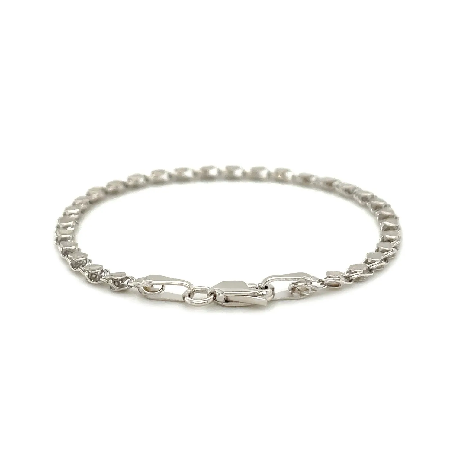 2.9mm 14k White Gold Heart Bracelet