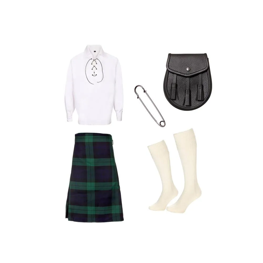 5 Piece Silver Kilt Package - Including 5 Yard Kilt, Sporran and Kilt Pin