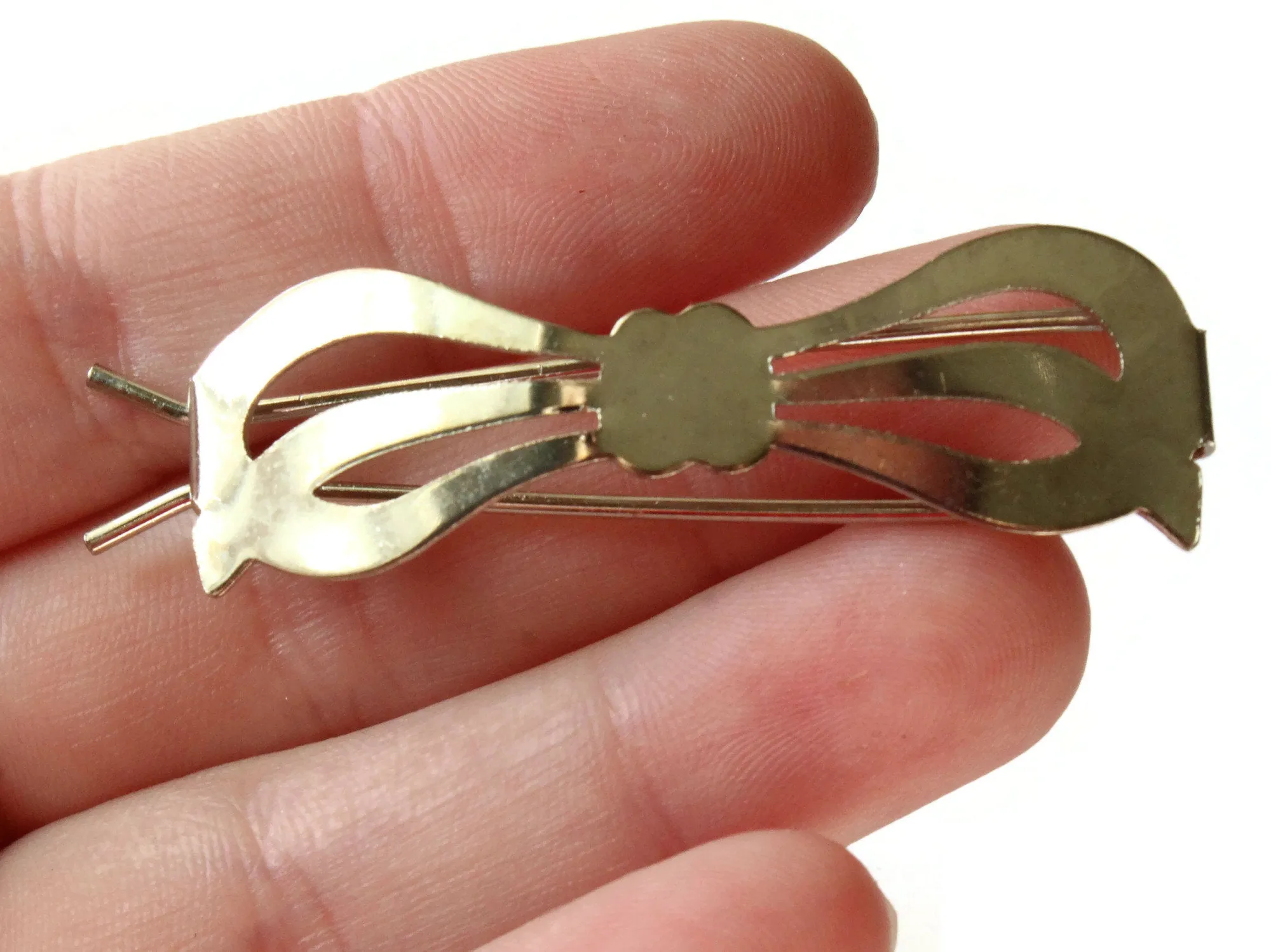 50mm Vintage Silver Bow Barrette from the 1950s or 1960s