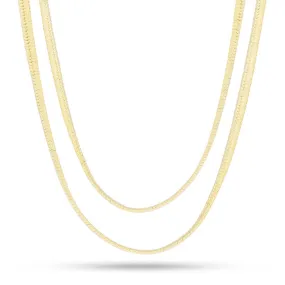 5mm 14K Gold Thick Herringbone Choker Set