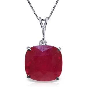 6.75 Carat 14K Solid White Gold Necklace Cushion Shape Ruby