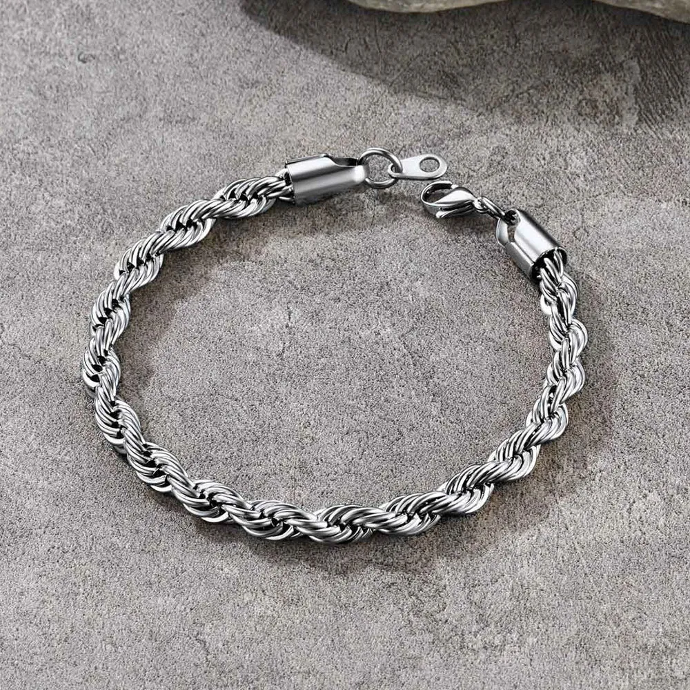 6MM Link Chain Rope Bracelet for Men Women