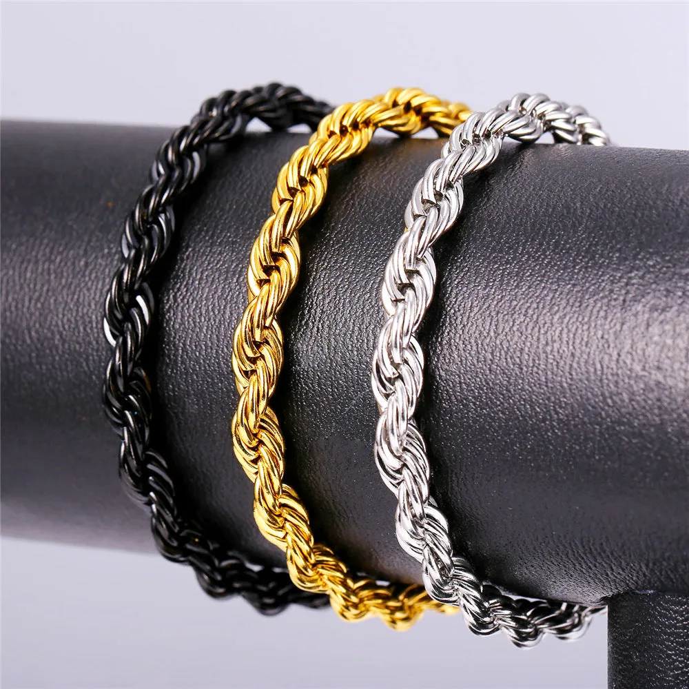 6MM Link Chain Rope Bracelet for Men Women