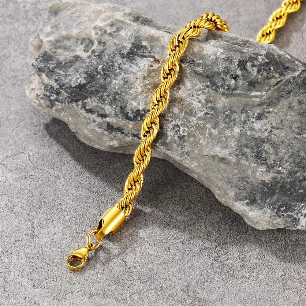 6MM Link Chain Rope Bracelet for Men Women